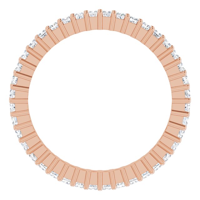 10K Gold Square Lab-Grown Diamond Shared-Prong Eternity Band – 1.25x1.25 mm Stones - Rose Gold - view 2