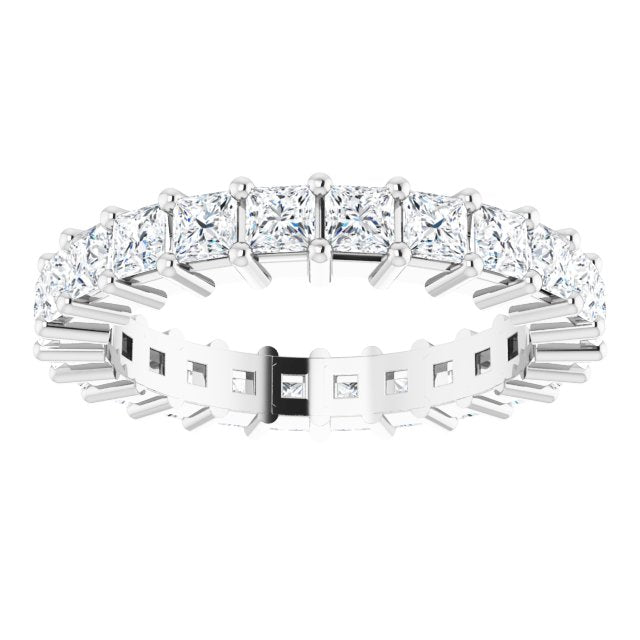 10K Gold Square Natural Diamond Shared-Prong Eternity Band – 2.25x2.25 mm Stones - White Gold - view 3