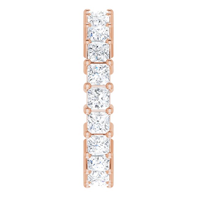 10K Gold Square Natural Diamond Shared-Prong Eternity Band – 2.5x2.5 mm Stones - Rose Gold - view 4