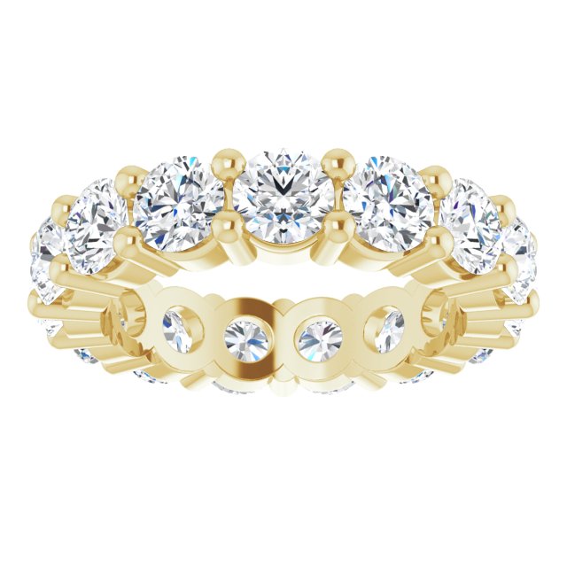 10K Gold Round Lab-Grown Diamond Shared-Prong Eternity Band – 3.8 mm Stones - Yellow Gold - view 3
