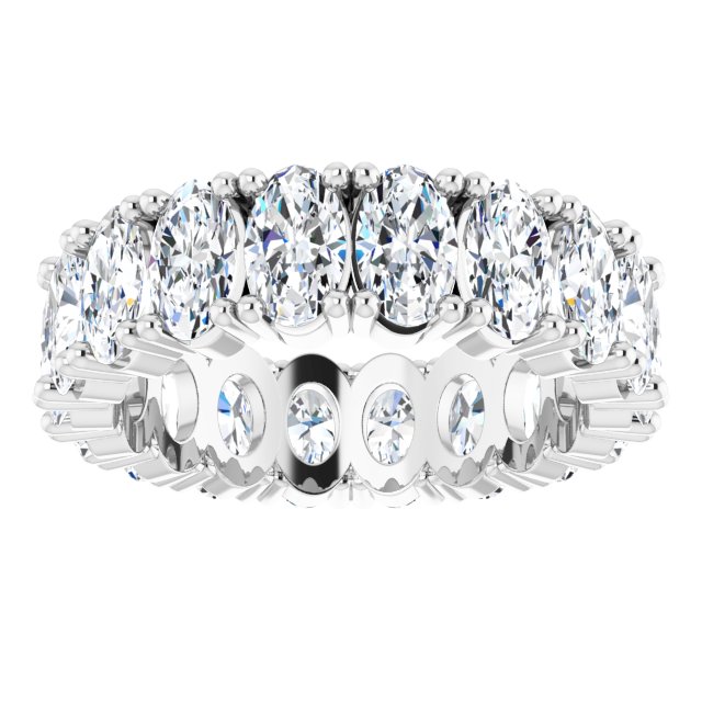 10K Gold Oval Lab-Grown Diamond Shared-Prong Eternity Band – 5x3 mm Stones - White Gold - view 3