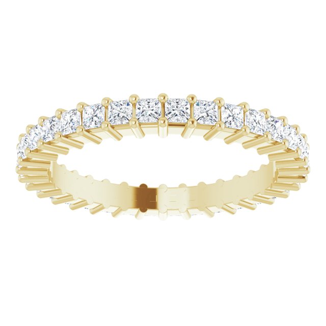 10K Gold Square Natural Diamond Shared-Prong Eternity Band – 1.5x1.5 mm Stones - Yellow Gold - view 3