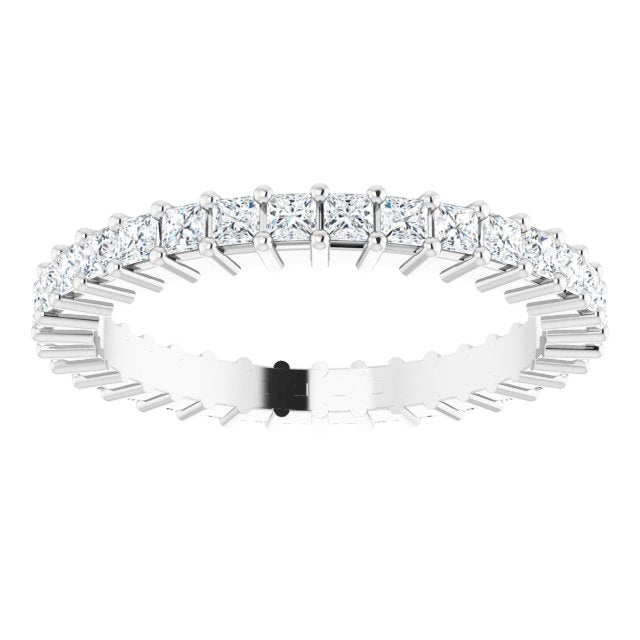 10K Gold Square Natural Diamond Shared-Prong Eternity Band – 1.5x1.5 mm Stones - White Gold - view 3