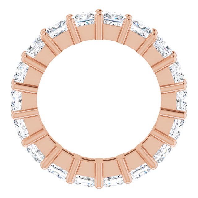 10K Gold Square Natural Diamond Shared-Prong Eternity Band – 3.25x3.25 mm Stones - Rose Gold - view 2