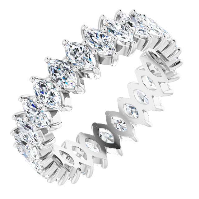 14K Gold Marquise Natural Diamond Shared-Prong Eternity Band – 4x2 mm Stones - White Gold