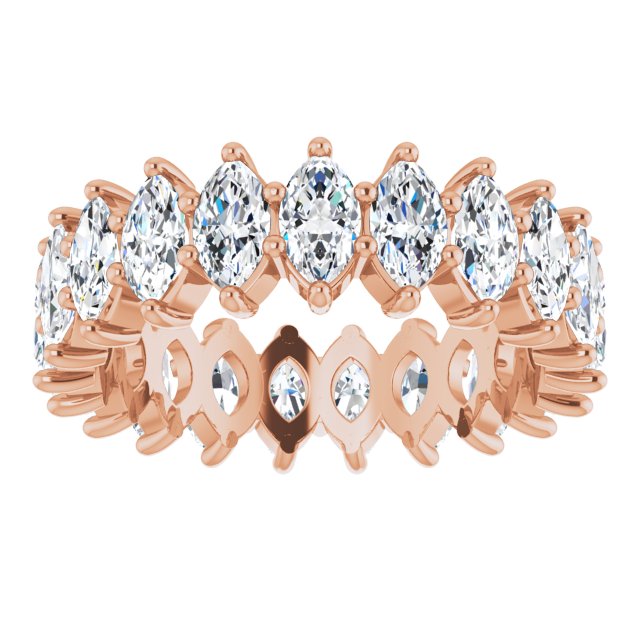 14K Gold Marquise Lab-Grown Diamond Shared-Prong Eternity Band – 4.5x2.5 mm Stones - Rose Gold - view 3