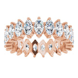 14K Gold Marquise Natural Diamond Shared-Prong Eternity Band – 4.5x2.5 mm Stones - Rose Gold - view 3