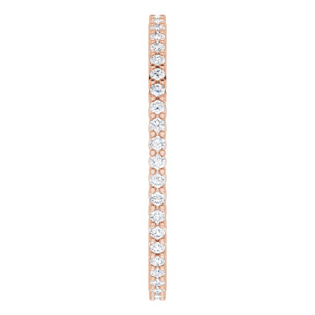 10K Gold Round Lab-Grown Diamond Shared-Prong Eternity Band – 1 mm Stones - Rose Gold - view 4
