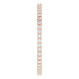 10K Gold Round Natural Diamond Shared-Prong Eternity Band – 1 mm Stones - Rose Gold - view 4