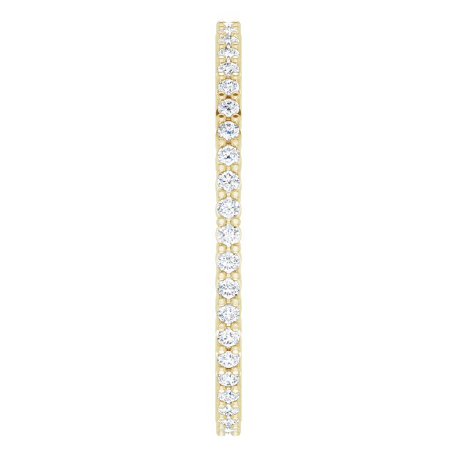 10K Gold Round Lab-Grown Diamond Shared-Prong Eternity Band – 1 mm Stones - Yellow Gold - view 4