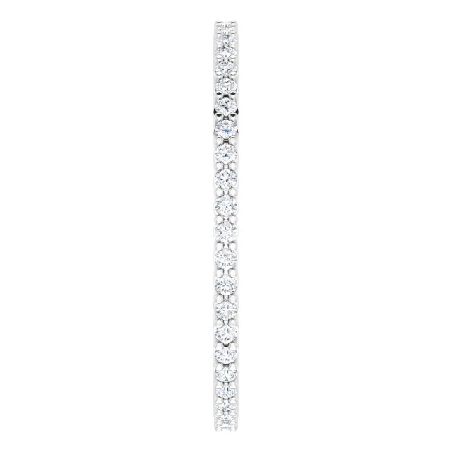 10K Gold Round Natural Diamond Shared-Prong Eternity Band – 1 mm Stones - White Gold - view 4