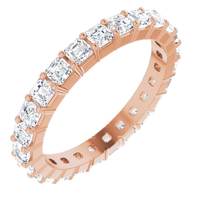 14K Gold Asscher Lab-Grown Diamond Shared-Prong Eternity Band – 2x2 mm Stones - Rose Gold