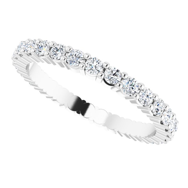 10K Gold Round Natural Diamond Shared-Prong Eternity Band – 1.7 mm Stones - White Gold - view 5