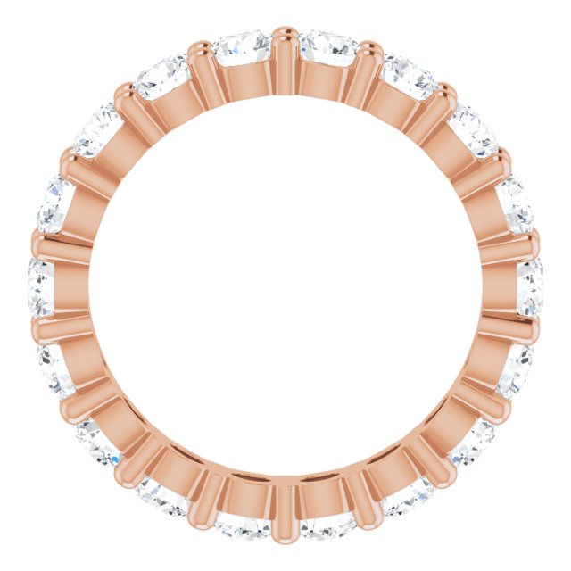 10K Gold Round Lab-Grown Diamond Shared-Prong Eternity Band – 3 mm Stones - Rose Gold - view 2