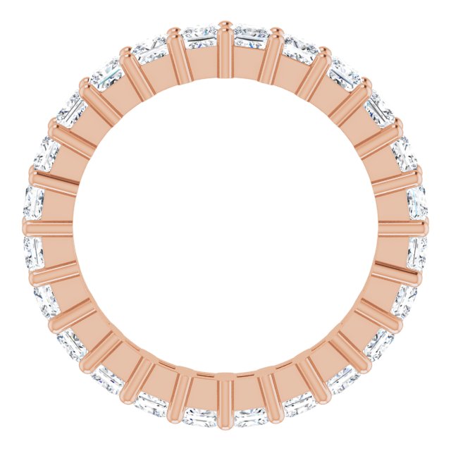 10K Gold Square Natural Diamond Shared-Prong Eternity Band – 2.25x2.25 mm Stones - Rose Gold - view 2