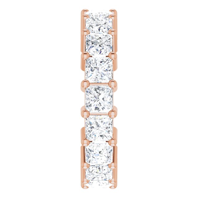10K Gold Square Natural Diamond Shared-Prong Eternity Band – 3.25x3.25 mm Stones - Rose Gold - view 4