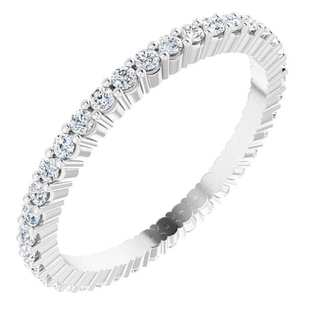 Platinum Round Lab-Grown Diamond Shared-Prong Eternity Band – 1.3 mm Stones