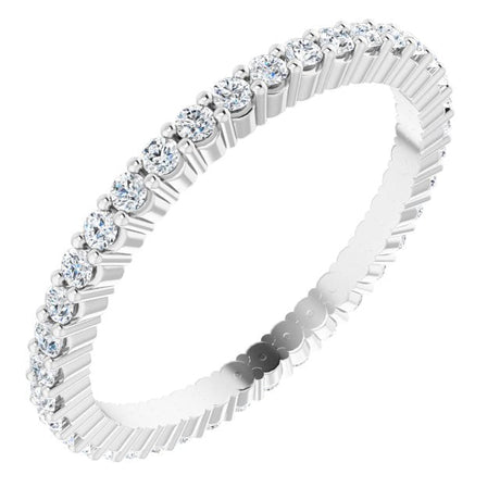 10K Gold Round Natural Diamond Shared-Prong Eternity Band – 1.3 mm Stones - White Gold
