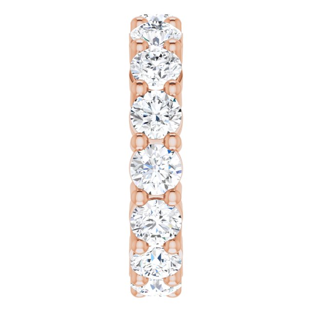 10K Gold Round Natural Diamond Shared-Prong Eternity Band – 3.75 mm Stones - Rose Gold - view 4