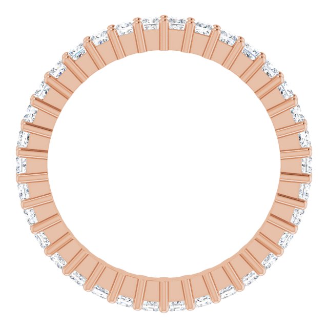 10K Gold Square Natural Diamond Shared-Prong Eternity Band – 1.5x1.5 mm Stones - Rose Gold - view 2
