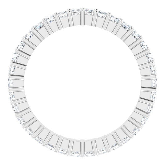 10K Gold Square Lab-Grown Diamond Shared-Prong Eternity Band – 1.5x1.5 mm Stones - White Gold - view 2