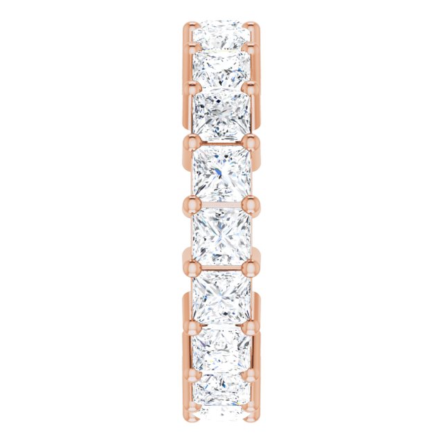 10K Gold Square Lab-Grown Diamond Shared-Prong Eternity Band – 3x3 mm Stones - Rose Gold - view 4