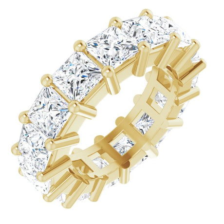 10K Gold Square Lab-Grown Diamond Shared-Prong Eternity Band – 4x4 mm Stones - Yellow Gold