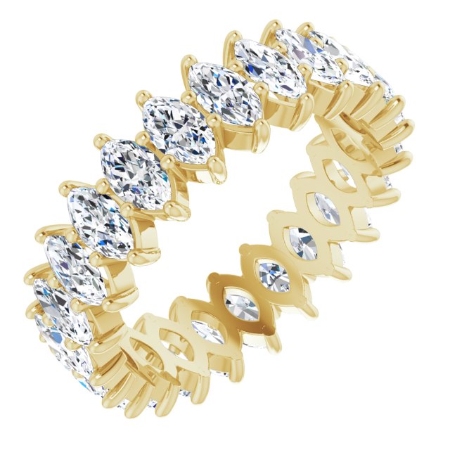 14K Gold Marquise Lab-Grown Diamond Shared-Prong Eternity Band – 4.25x2.25 mm Stones - Yellow Gold