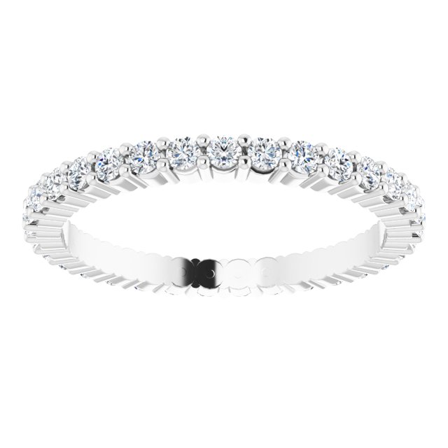 10K Gold Round Lab-Grown Diamond Shared-Prong Eternity Band – 1.5 mm Stones - White Gold - view 3