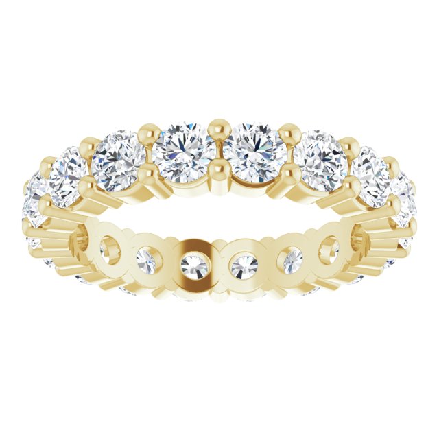 10K Gold Round Lab-Grown Diamond Shared-Prong Eternity Band – 3 mm Stones - Yellow Gold - view 3