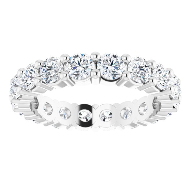 10K Gold Round Lab-Grown Diamond Shared-Prong Eternity Band – 3 mm Stones - White Gold - view 3