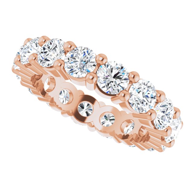 10K Gold Round Lab-Grown Diamond Shared-Prong Eternity Band – 3.5 mm Stones - Rose Gold - view 5