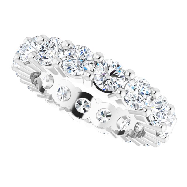 10K Gold Round Lab-Grown Diamond Shared-Prong Eternity Band – 3.5 mm Stones - White Gold - view 5