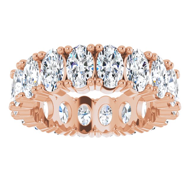 10K Gold Oval Lab-Grown Diamond Shared-Prong Eternity Band – 5x3 mm Stones - Rose Gold - view 3