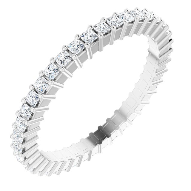 10K Gold Square Lab-Grown Diamond Shared-Prong Eternity Band – 1.25x1.25 mm Stones - White Gold
