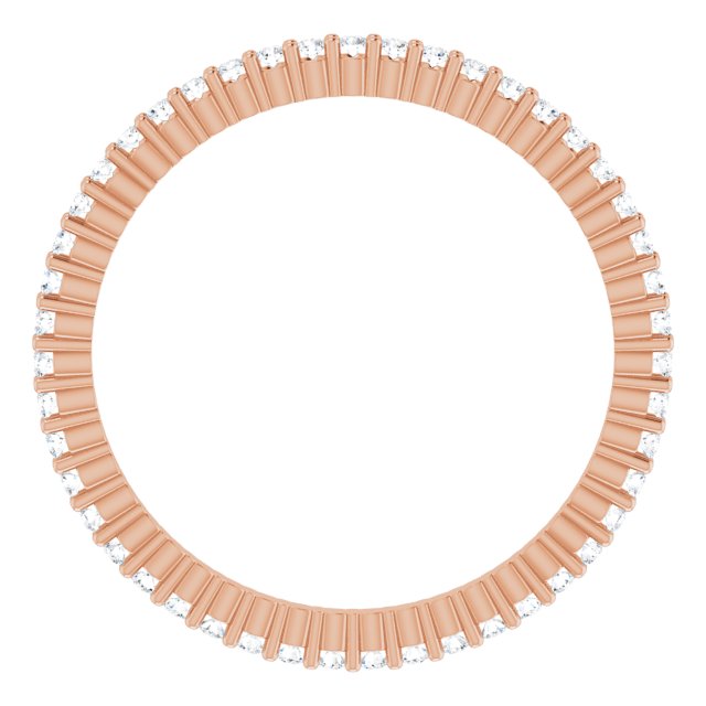 10K Gold Round Lab-Grown Diamond Shared-Prong Eternity Band – 1 mm Stones - Rose Gold - view 2