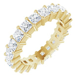 10K Gold Square Natural Diamond Shared-Prong Eternity Band – 2.5x2.5 mm Stones - Yellow Gold