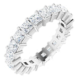10K Gold Square Natural Diamond Shared-Prong Eternity Band – 2.5x2.5 mm Stones - White Gold