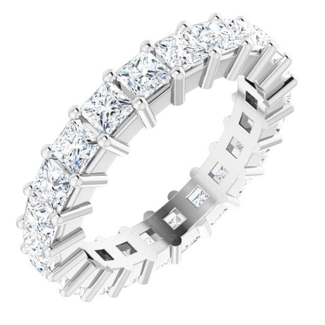 10K Gold Square Lab-Grown Diamond Shared-Prong Eternity Band – 2.5x2.5 mm Stones - White Gold