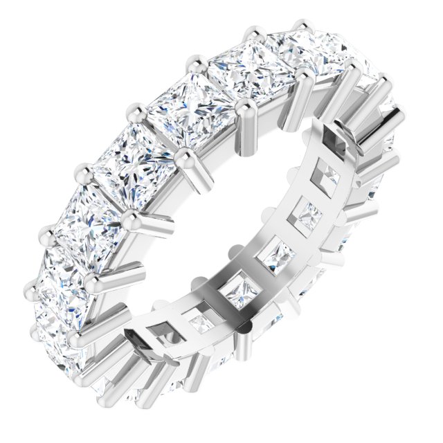 10K Gold Square Natural Diamond Shared-Prong Eternity Band – 3.25x3.25 mm Stones - White Gold
