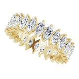 14K Gold Marquise Natural Diamond Shared-Prong Eternity Band – 4x2 mm Stones - Yellow Gold - view 5
