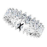 14K Gold Marquise Natural Diamond Shared-Prong Eternity Band – 4x2 mm Stones - White Gold - view 5
