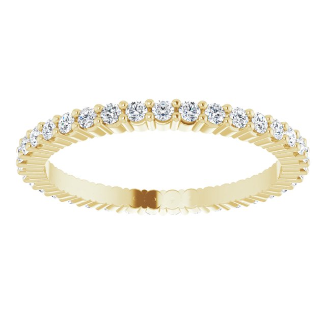 10K Gold Round Lab-Grown Diamond Shared-Prong Eternity Band – 1.3 mm Stones - Yellow Gold - view 3