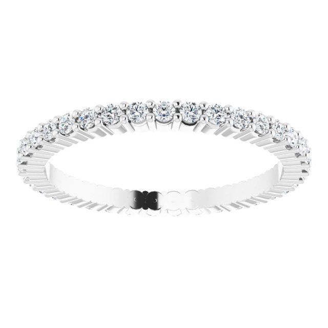 10K Gold Round Natural Diamond Shared-Prong Eternity Band – 1.3 mm Stones - White Gold - view 3