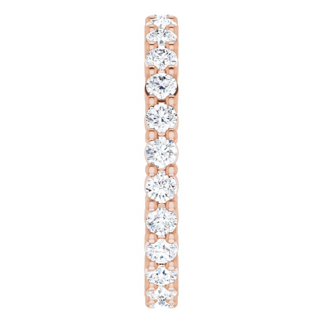 10K Gold Round Lab-Grown Diamond Shared-Prong Eternity Band – 2 mm Stones - Rose Gold - view 4