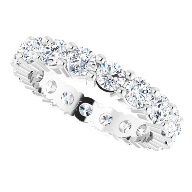 10K Gold Round Lab-Grown Diamond Shared-Prong Eternity Band – 3 mm Stones - White Gold - view 5