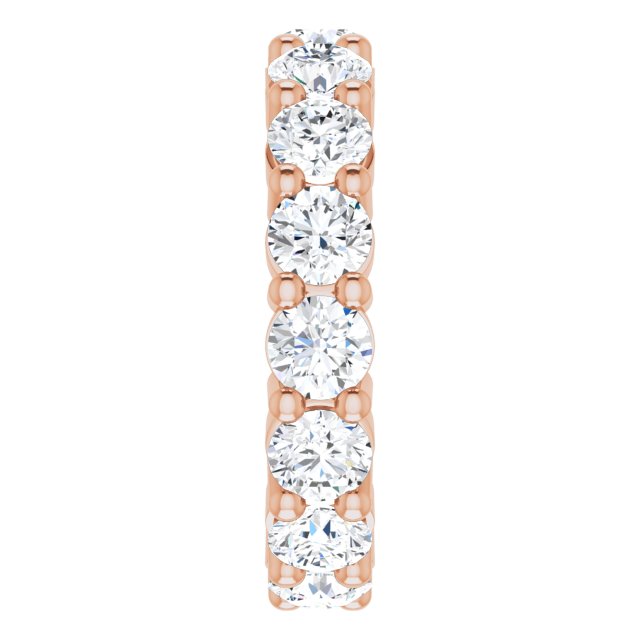 10K Gold Round Natural Diamond Shared-Prong Eternity Band – 3.75 mm Stones - Rose Gold - view 4