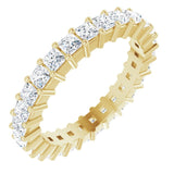 10K Gold Square Natural Diamond Shared-Prong Eternity Band – 2x2 mm Stones - Yellow Gold