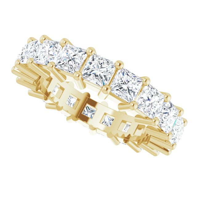 10K Gold Square Lab-Grown Diamond Shared-Prong Eternity Band – 3x3 mm Stones - Yellow Gold - view 5