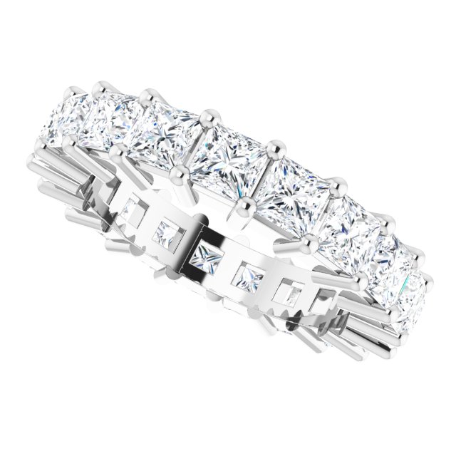 10K Gold Square Lab-Grown Diamond Shared-Prong Eternity Band – 3x3 mm Stones - White Gold - view 5